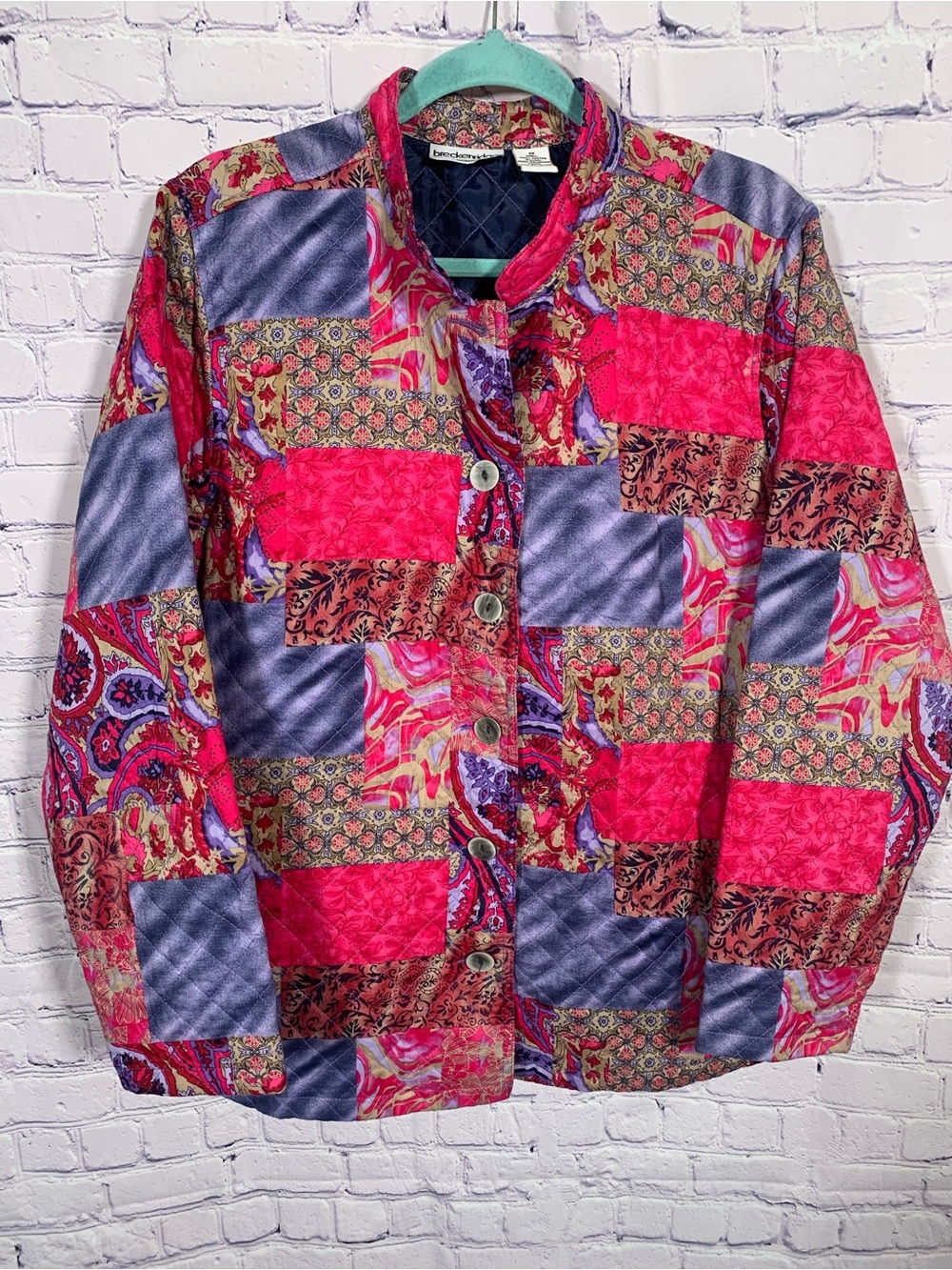 Breckenridge Womens VTG Patchwork Quilted Jacket Multi Sz 2X Casual Preppy